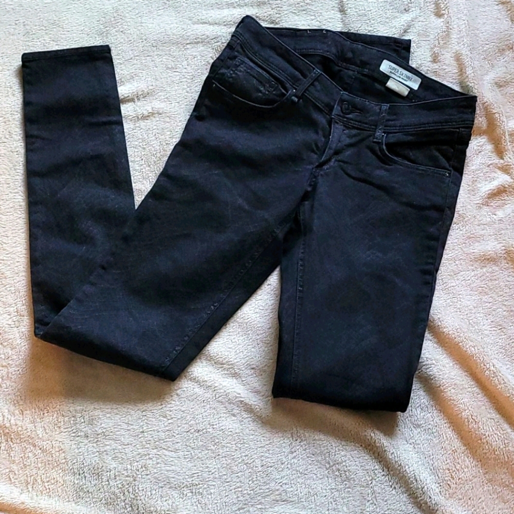 Snake print black skinny jeans low waist sz 27x32